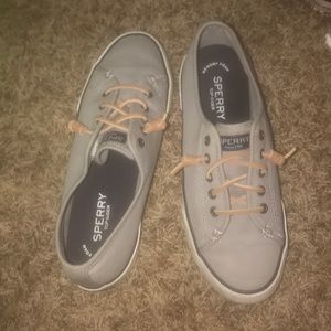 Gray sperry shoes